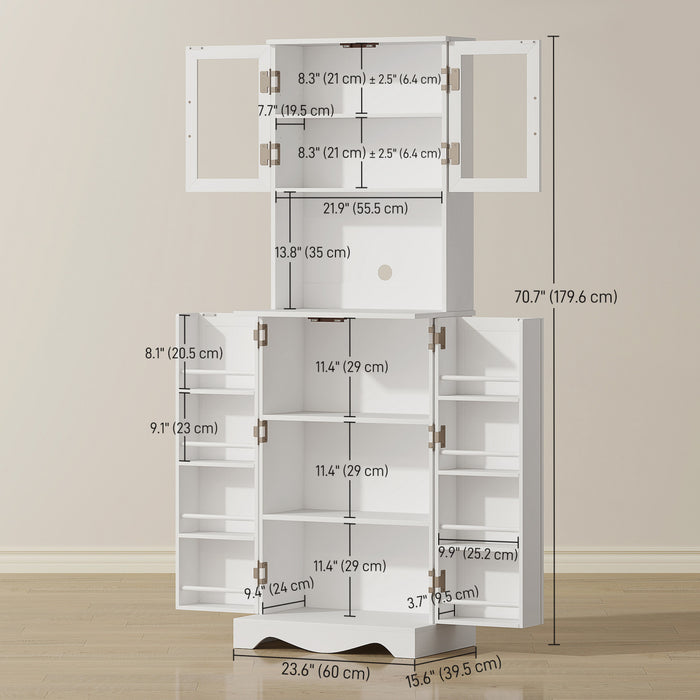 HOMCOM Buffet de Cuisine de 71\", Buffet avec 8 Etageres de Porte, Blanc