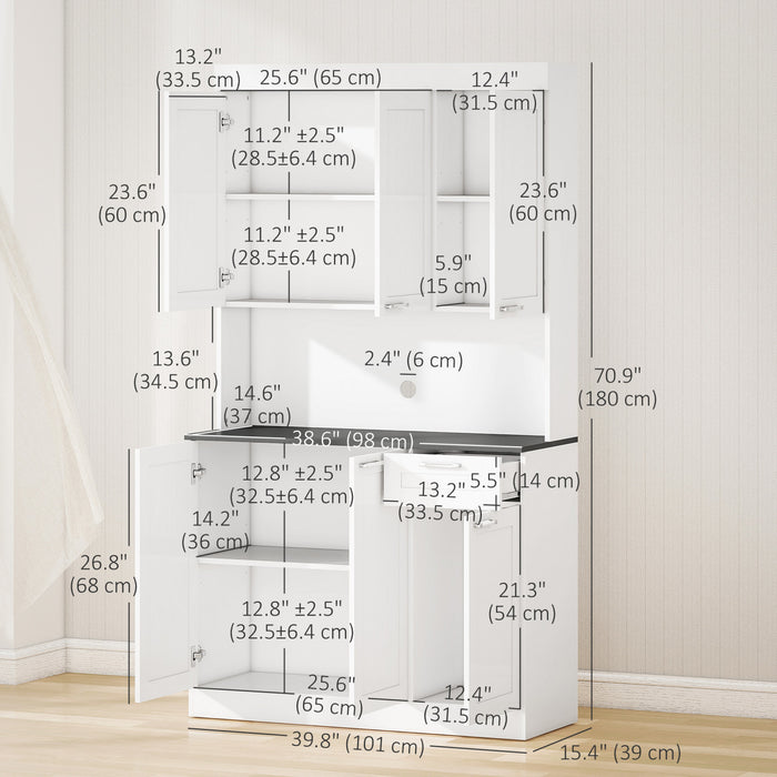 HOMCOM Armoire de rangement avec etagere reglable, tiroir, blanc