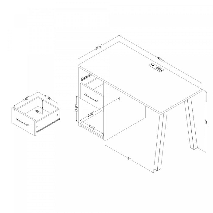Bureau d’ordinateur Zolten avec multiprise - noyer naturel