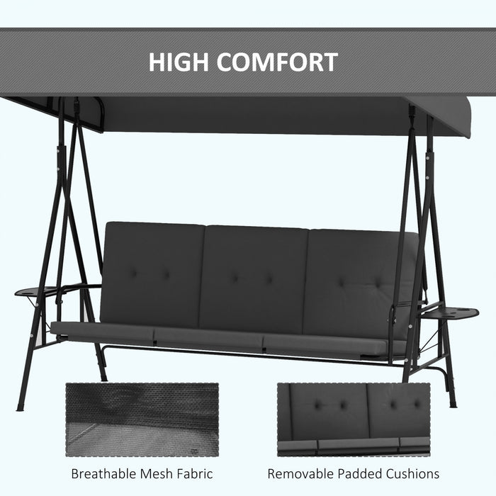 Outsunny Chaise d'oscillation de Patio a 3 places avec auvent reglable