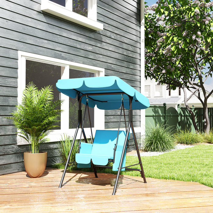 Outsunny Balancoire De Patio 1 Place Avec Auvent Reglable Et Coussins