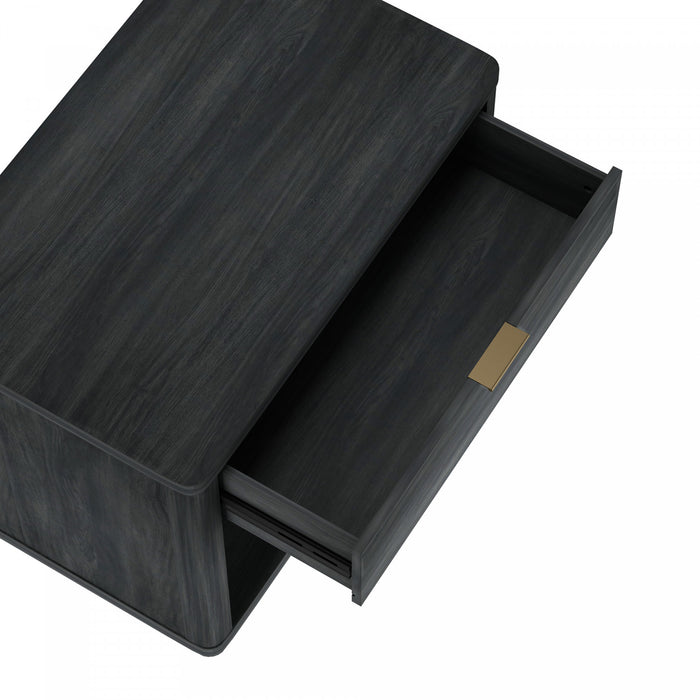 Table de nuit moderne Evelyn 32\" en gris charbon (1 tiroir) - Lot de 2