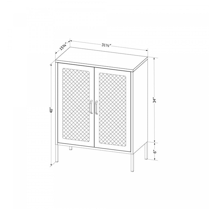 Armoire décorative Crea à 2 portes grillagées en métal - noire