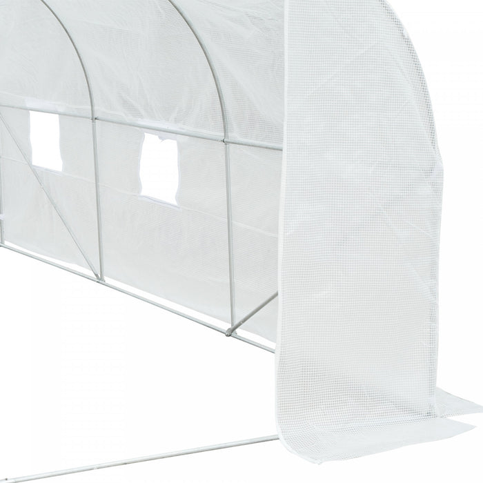Outsunny 11.5'x9.8'x6.6'tunnel De Jardin Serre Jardin Plante Poussant Maison Chaude Exterieur Graine Fleur Legume Grande Taille 6 Fenetres