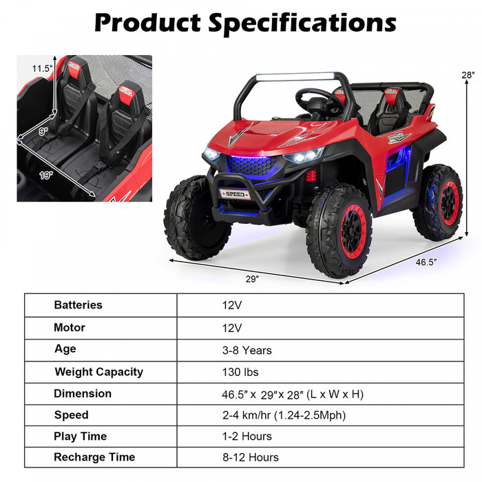 Costway 12v 2 Places Enfants Roulent Sur La Suspension De Vehicule Electrique Utv Rc W / Lumieres Et Musique