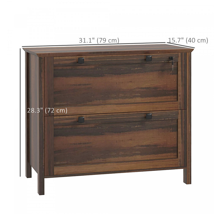 HOMCOM Classeur a 2 tiroirs avec serrure et barre de suspension reglable