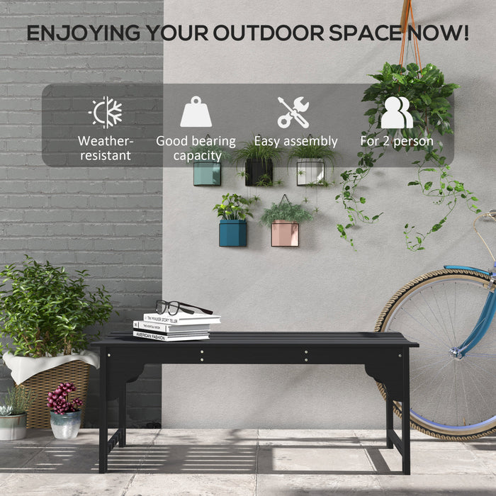 Outsunny Tabouret de Jardin en Bois avec Siege a Lattes, Banc, Noir