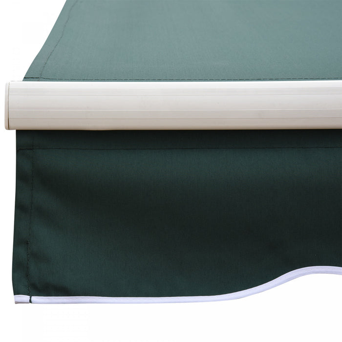 Outsunny 8'x7' Manuel Retractable Resistant A L'eau Pare-soleil Patio Auvent Abri Auvent De Terrasse Exterieure (vert Fonce)