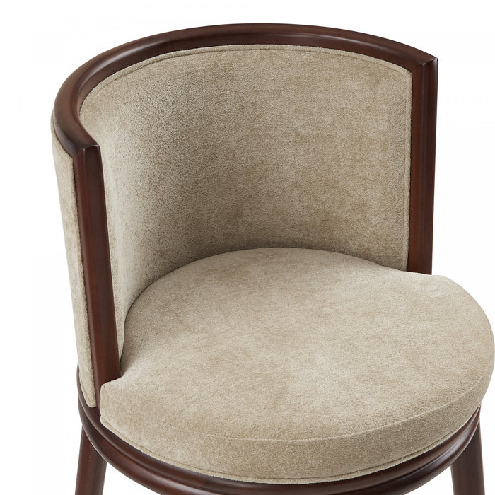 Tabouret de comptoir moderne en bois et tissu Evalyn, naturel - Lot de 2