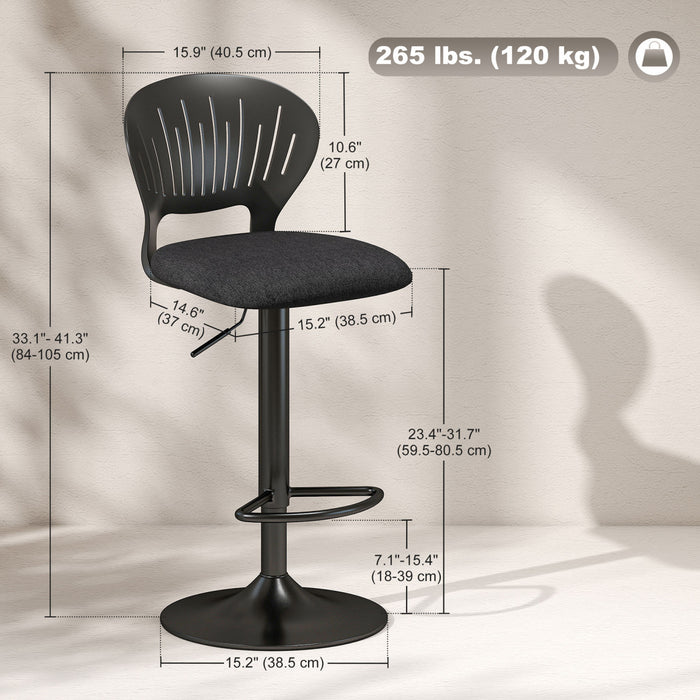 HOMCOM Ensemble de 2 Tabourets de Bar Pivotants a Hauteur Reglable, Noir