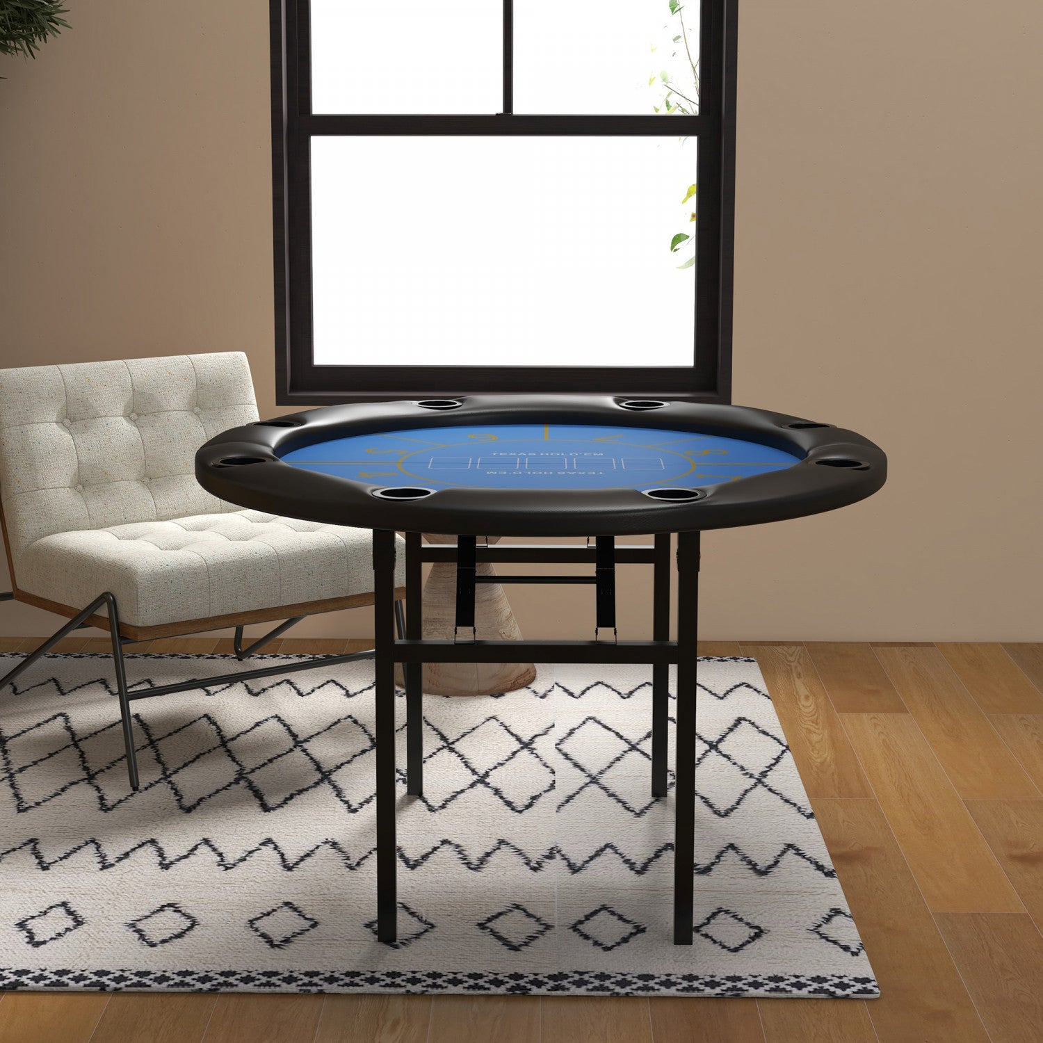 vidaXL Table de poker pliante 8 joueurs bleu 108x108x75 cm vidaXL Table de poker pliante 8 joueurs bleu 108x108x75 cm