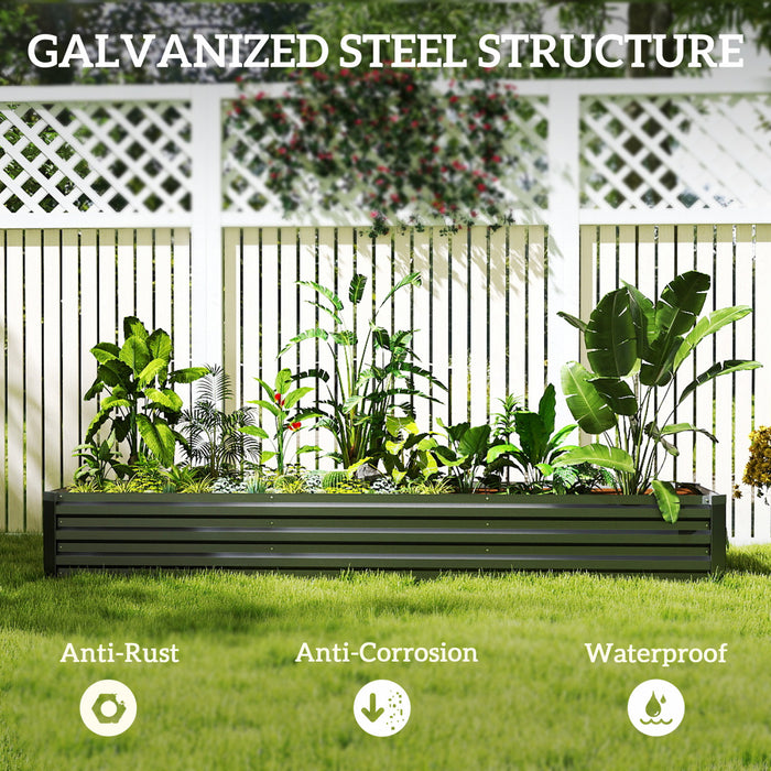 Outsunny Lit De Jardin Sureleve 8x2x1pi, Jardiniere Surelevee Galvanisee