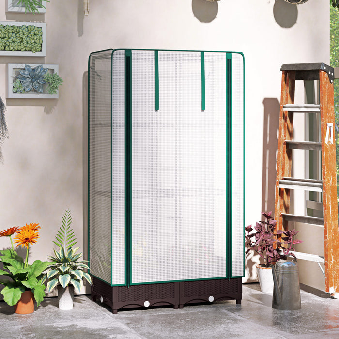 Outsunny Lit Sureleve Avec Couvercle En Pe, Trous De Drainage