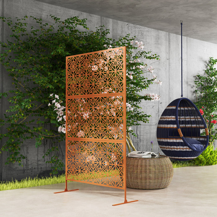 Outsunny Ecran De Confidentialite Exterieur En Metal, Marron