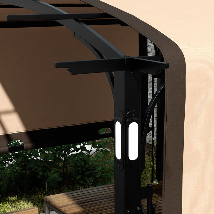 Outsunny Pergola 9,5' X 11' Avec Auvent Retractable Et Lumieres Led
