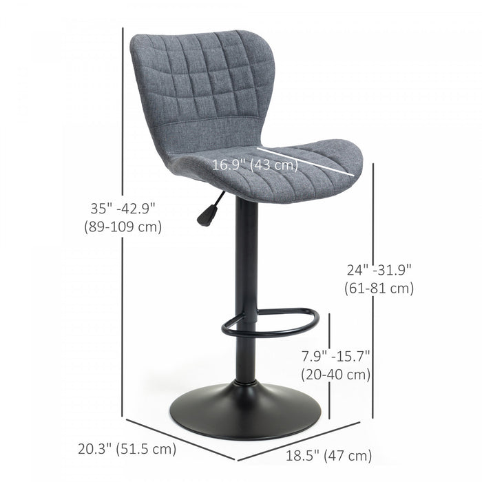 HOMCOM Lot de 2 tabourets de bar pivotants a hauteur reglable avec dossier