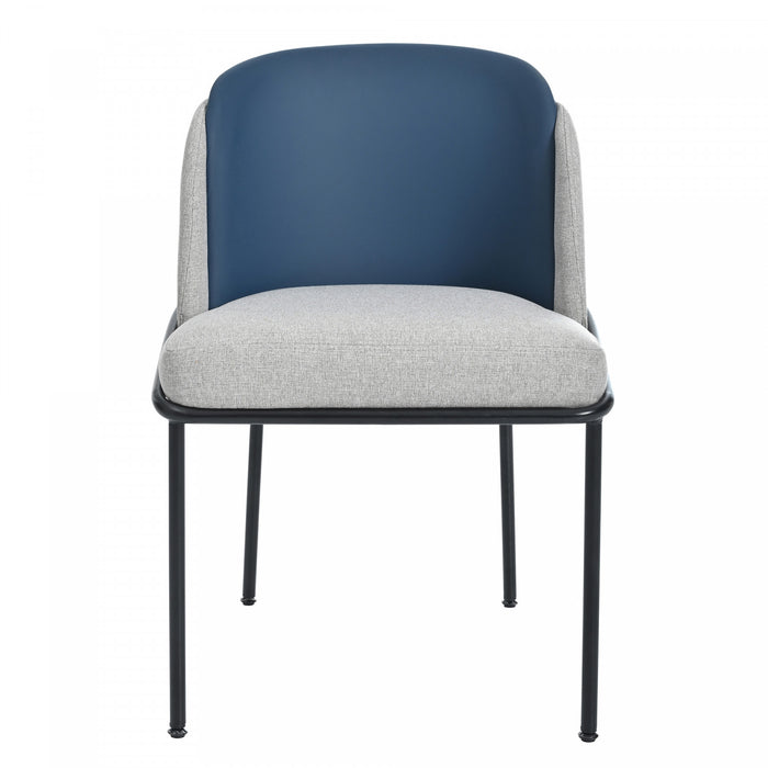 Olivia Ensemble de 4 chaises de salle a manger modernes avec pieds inclines et pieds reglables, bleu et gris
