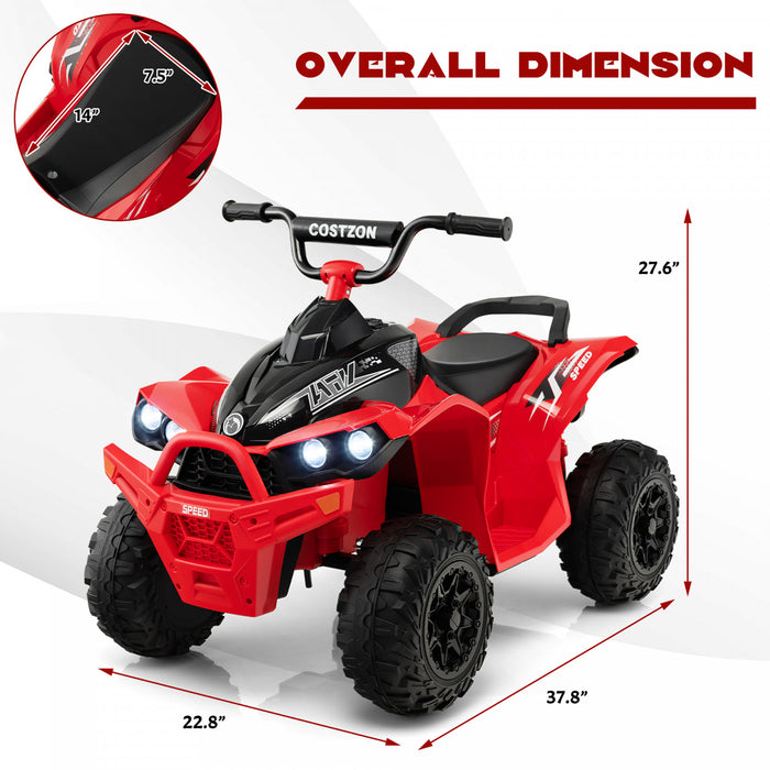 Costway 12v Batterie Alimentee Enfants Rouler Sur Atv Electrique 4 Roues Quad Car Avec Mp3 & Lumiere