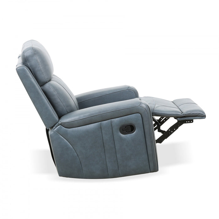 Fauteuil inclinable pivotant a mouvement coulissant Bellamy de 37 po en cuir assorti - Bleu