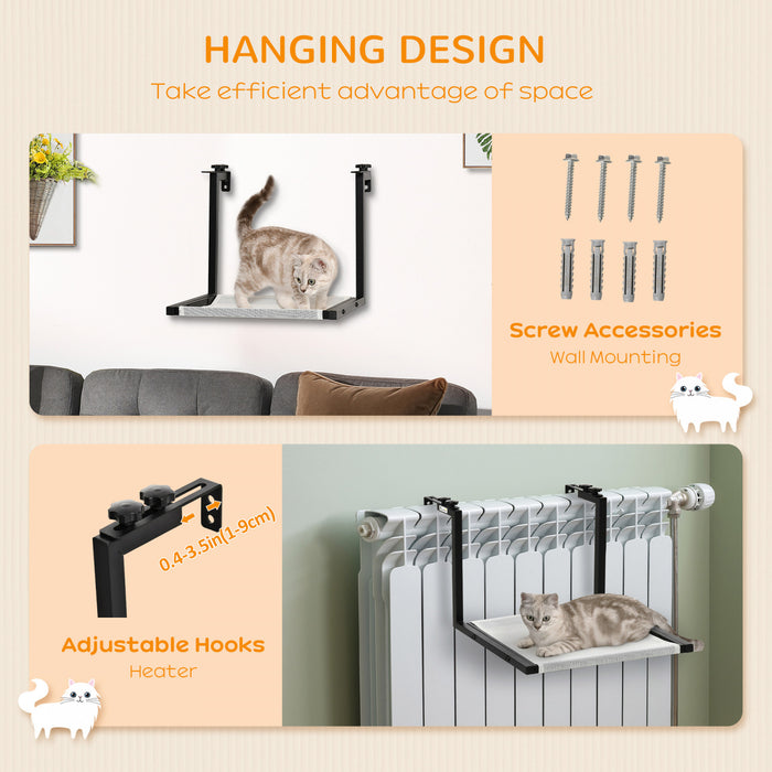 Pawhut Etagere Chat Radiateur Hamac Radiateur Chat Etagere Suspendue Murale Pour Chat Avec Coussin Amovible Cadre En Acier Convient Au Chat Moins De 4,5 Kg