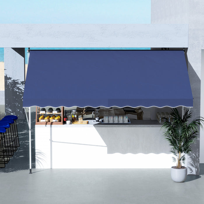 Outsunny Auvent Retractable 10x5 Pieds, Abri Pare-soleil, Bleu Marine