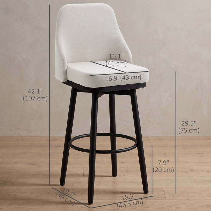 HOMCOM 2 Tabourets de Bar 360° Pivotants Pieds Metal