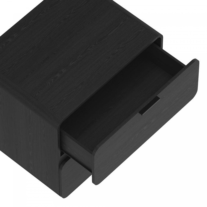 Table de nuit contemporaine moderne Chrystie 66 cm en noir (2 tiroirs)