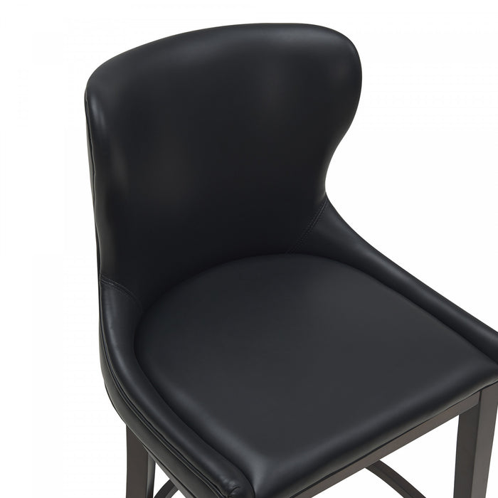 Tabouret de comptoir Blair moderne en bois avec revetement en tissu, noir