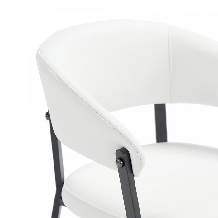 Chaise de salle a manger moderne en metal et tissu Belle, coloris blanc