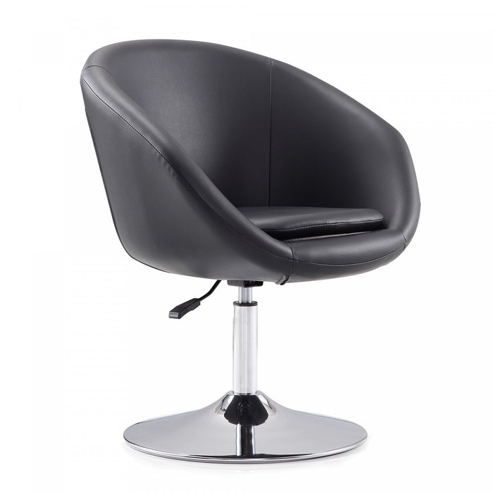 Fauteuil lounge pivotant moderne Hopper en tissu noir - Lot de 2
