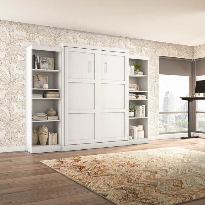 Grand lit escamotable mural Pur de Bestar de 115 po avec 2 meubles à tablettes