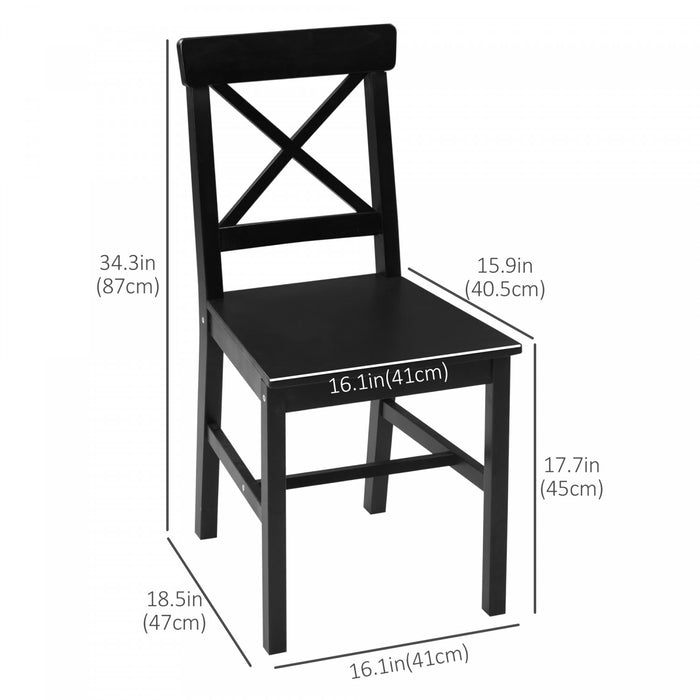HOMCOM Lot de 2 chaises de salle a manger en bois avec dossier croise