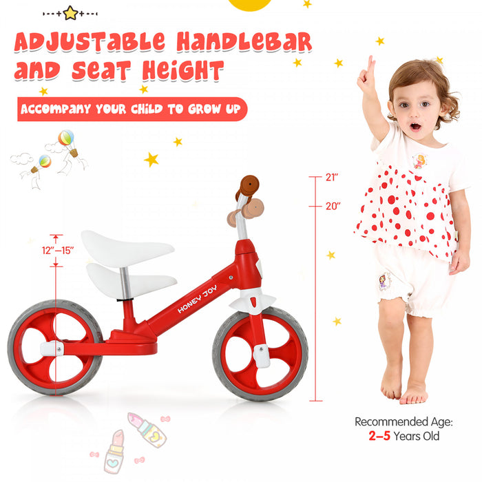Honey Joy Kids Balance Bike Toddler Training Bike W / Feetrests Pour 2-5 Ans Rouge