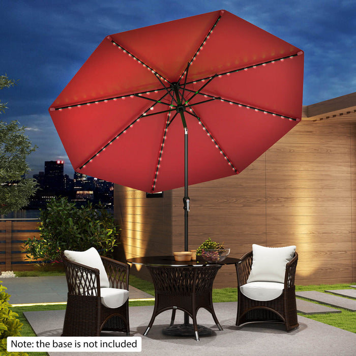 Parasol solaire Costway 10 FT avec 96 LED, inclinaison reglable a 35°, haut ventile, rouge