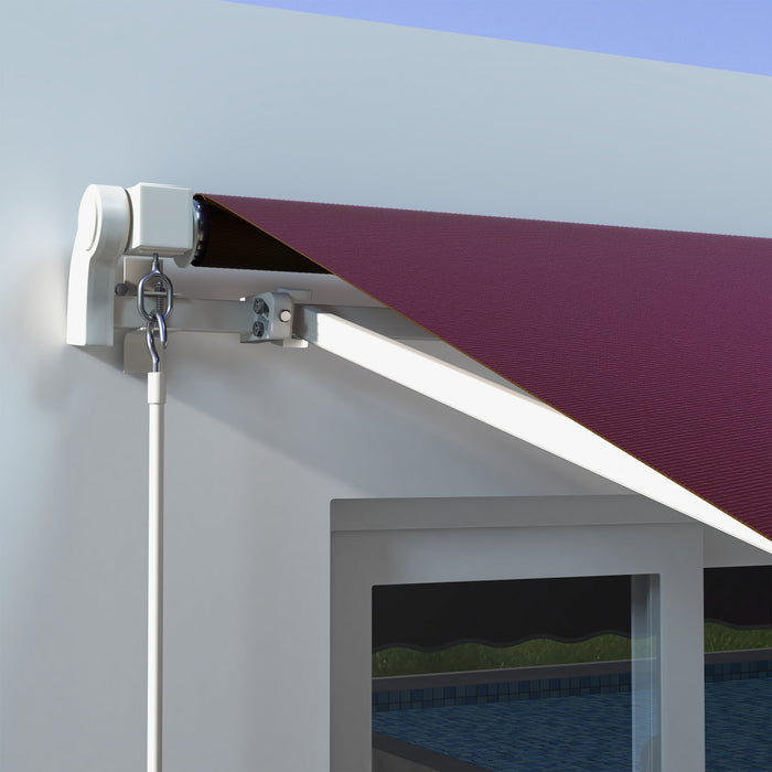 Outsunny Auvent Retractable 10' X 8' Avec Lumieres Led, Uv40+, Rouge Vin