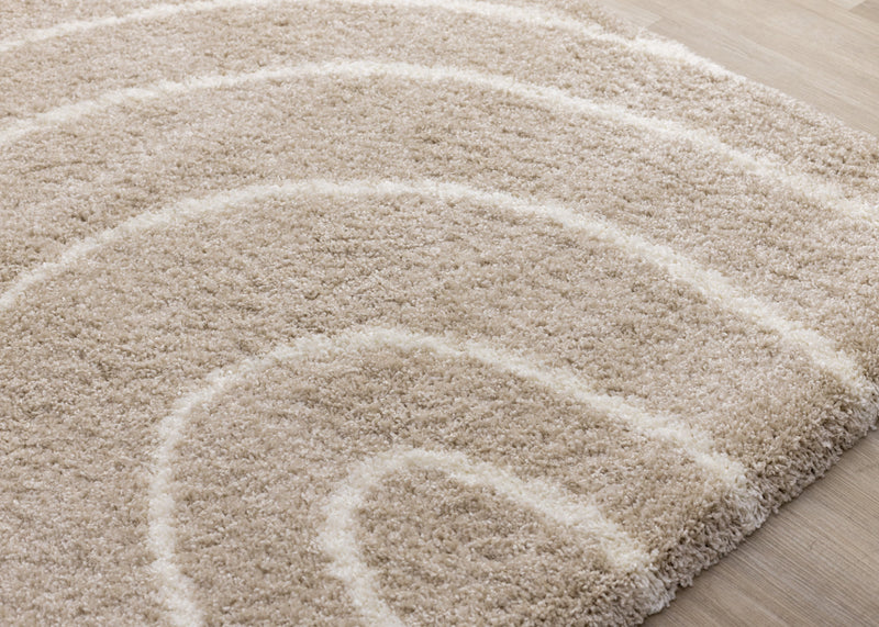 Tapis Fairmont aux lignes courbes creme taupe, 6'7\" x 9'6\"