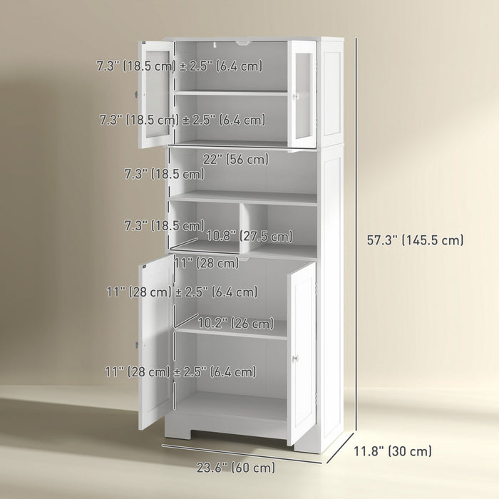 HOMCOM Armoire de rangement de cuisine moderne avec portes vitrees, Blanc