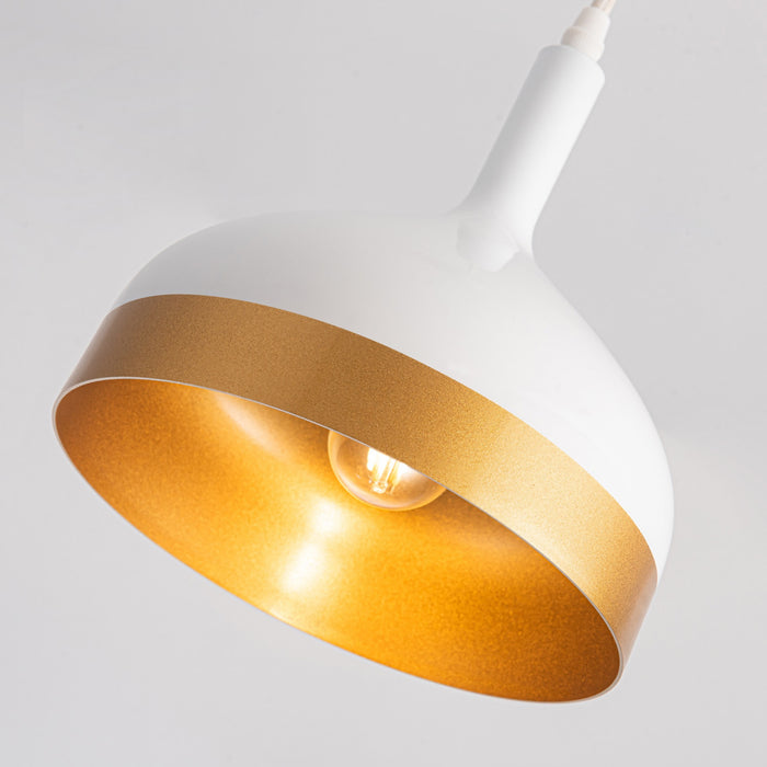 Luminaire suspendu de la collection Dash de 8 po - blanc et doré
