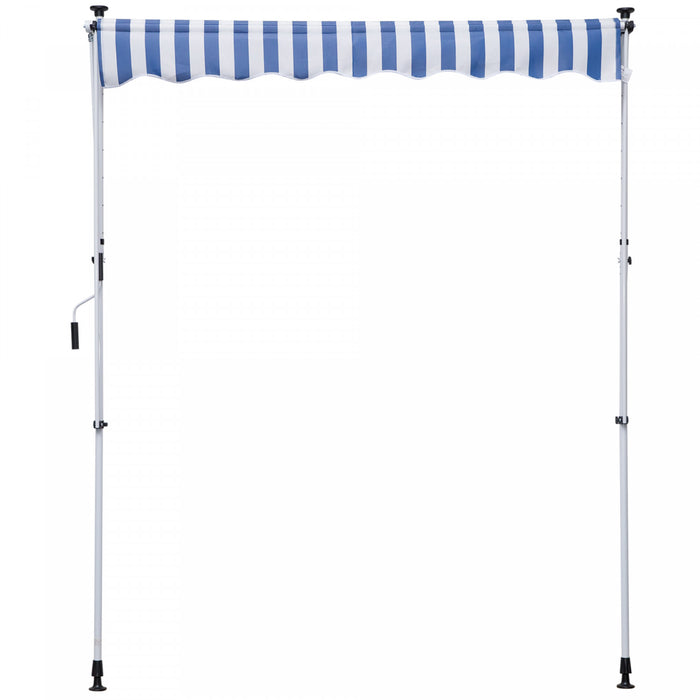 Outsunny Store Banne Manuel Retractable Inclinaison Reglable Installation Rapide Metal Alu Polyester Bleu