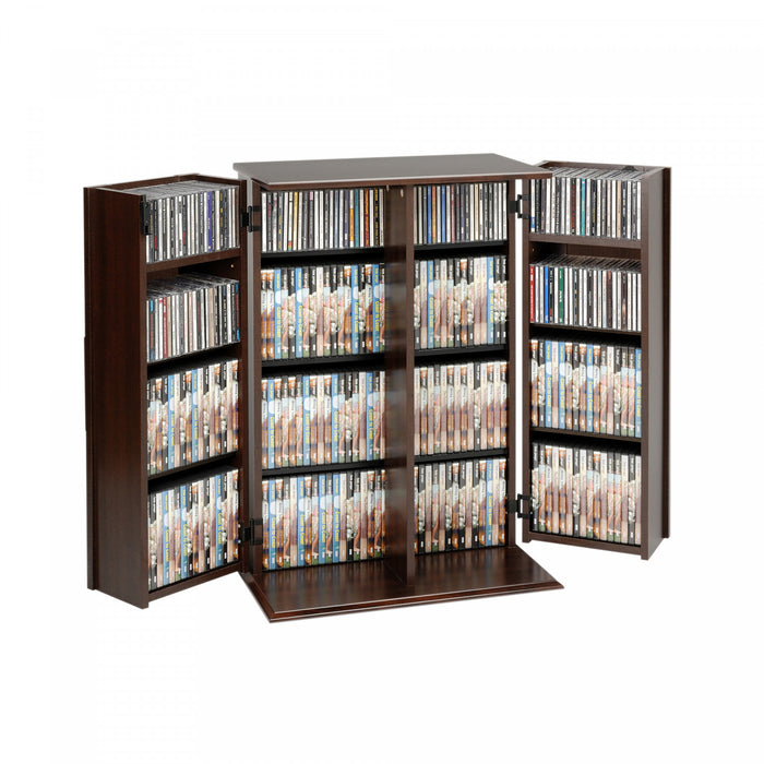 Armoire de rangement multimédia verrouillable avec portes de style Shaker - espresso