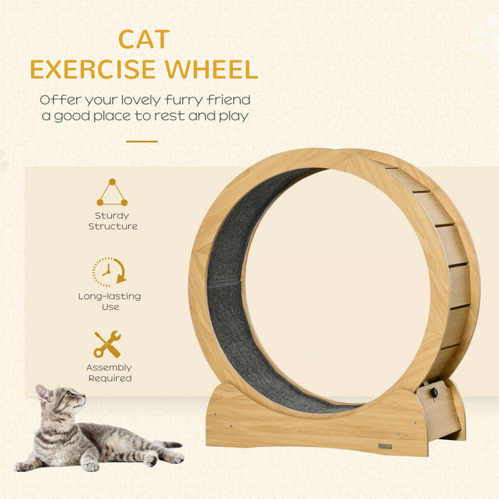 Pawhut Roue De Course Pour Chat, Tapis Roulant D'exercice Pour Chat Avec Frein, Tapis De Course En Moquette, Appareil De Perte De Poids Pour Animaux De Compagnie, Naturel