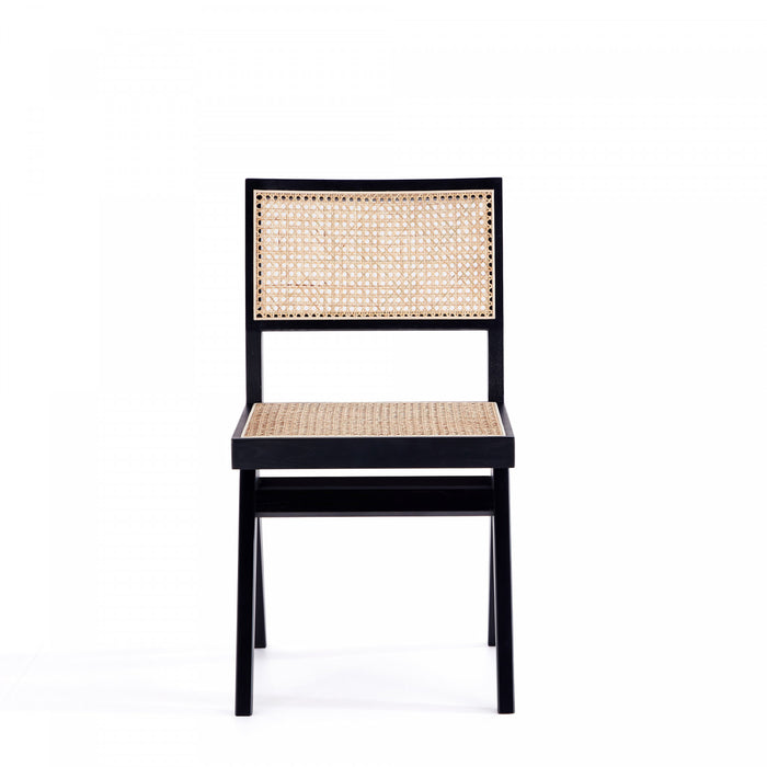 Chaise de salle a manger en bois style industriel chic Hamlet en noir et naturel - Lot de 4