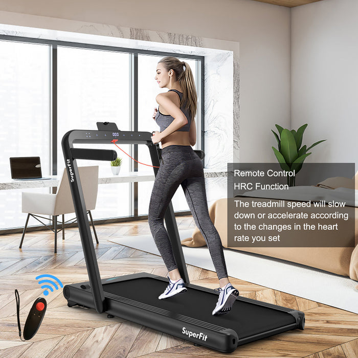 Tapis De Course Pliant 2 En 1 16km/h Superfit – Avec Bluetooth Et Controle Via App