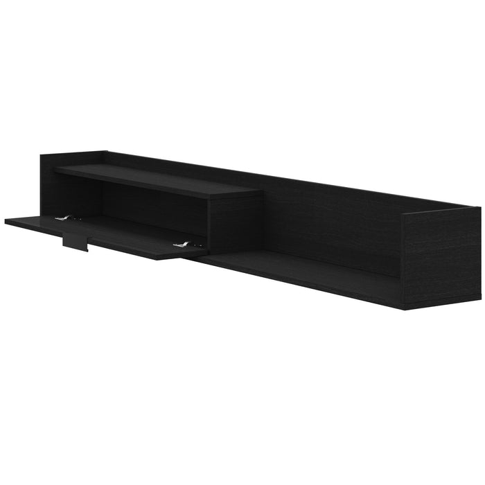 Meuble pour téléviseur mural mince Nordika de 72 po avec armoire de rangement - noir