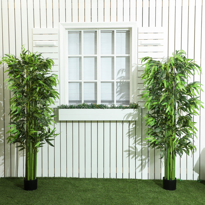 Ensemble de 2 bambous artificiels Outsunny de 1,83 m en pot, decoration interieure, vert