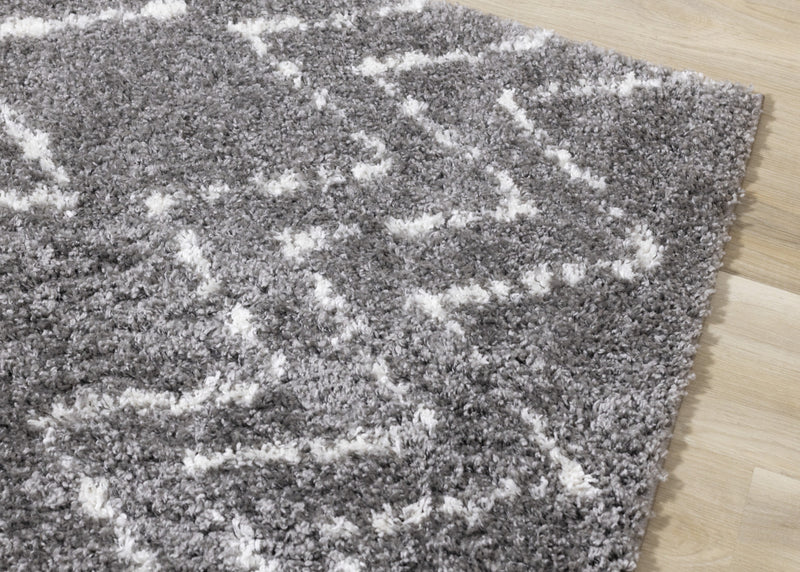 Tapis Taylor a poils longs diamants rustiques creme gris, 7'10\" x 10'6\"
