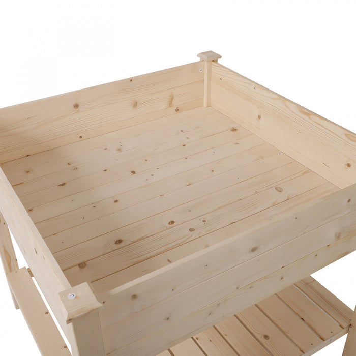 Outsunny Jardiniere Surelevee En Bois Avec Etagere De Rangement