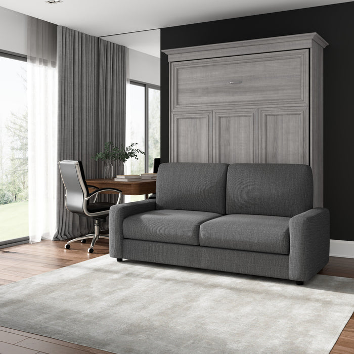 Grand lit escamotable Versatile de Bestar de 78 po (L) avec sofa - gris platine