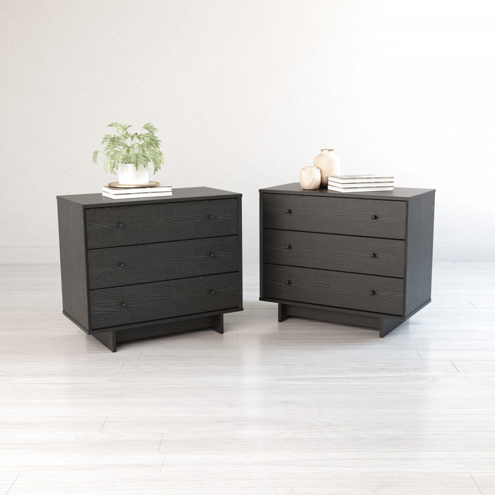 Finnley Table De Nuit A 3 Tiroirs – Chene Noir
