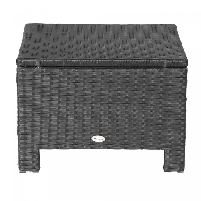 Outsunny Patio Ottoman en rotin coussin Cadre metallique pour jardin blanc